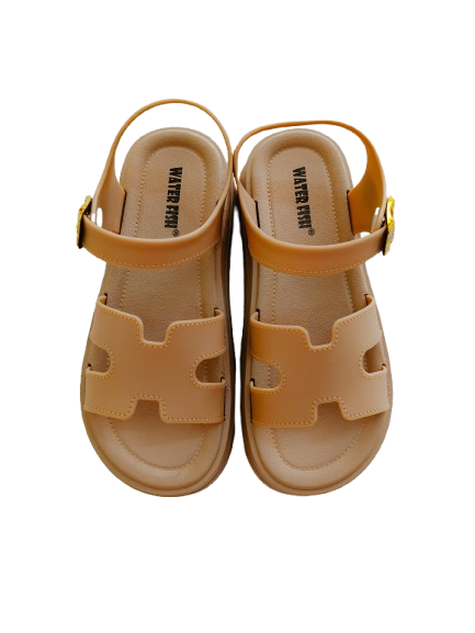 Beige Buckle Sandals
