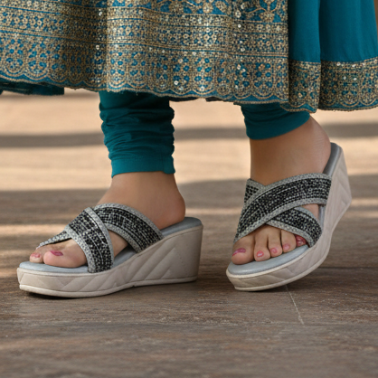 Jute X Strap Wedges