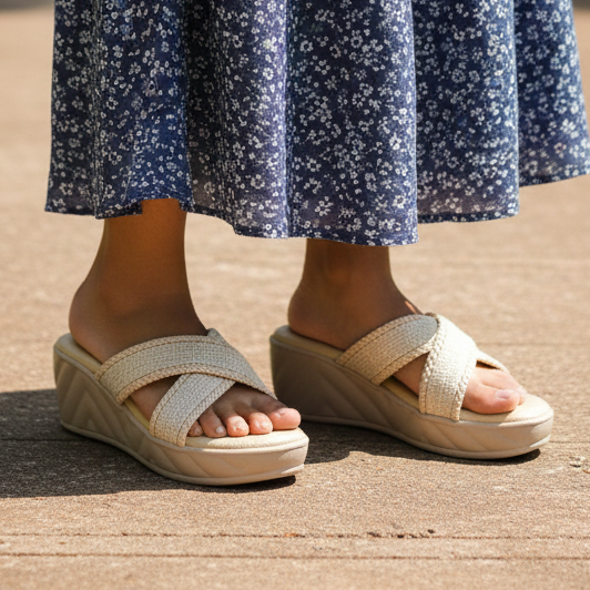 Jute X Strap Wedges