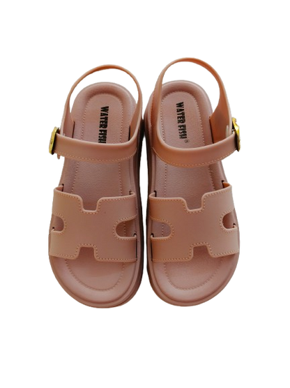 Beige Buckle Sandals