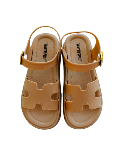 Beige Buckle Sandals