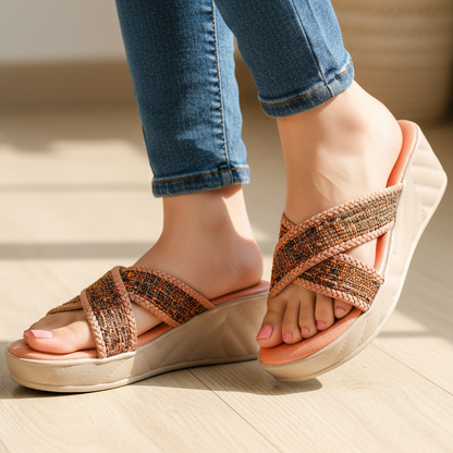 Jute X Strap Wedges